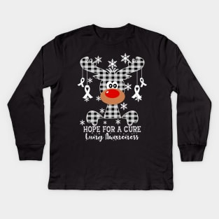 Reindeer Hope For A Cure Lung Awareness Christmas Kids Long Sleeve T-Shirt